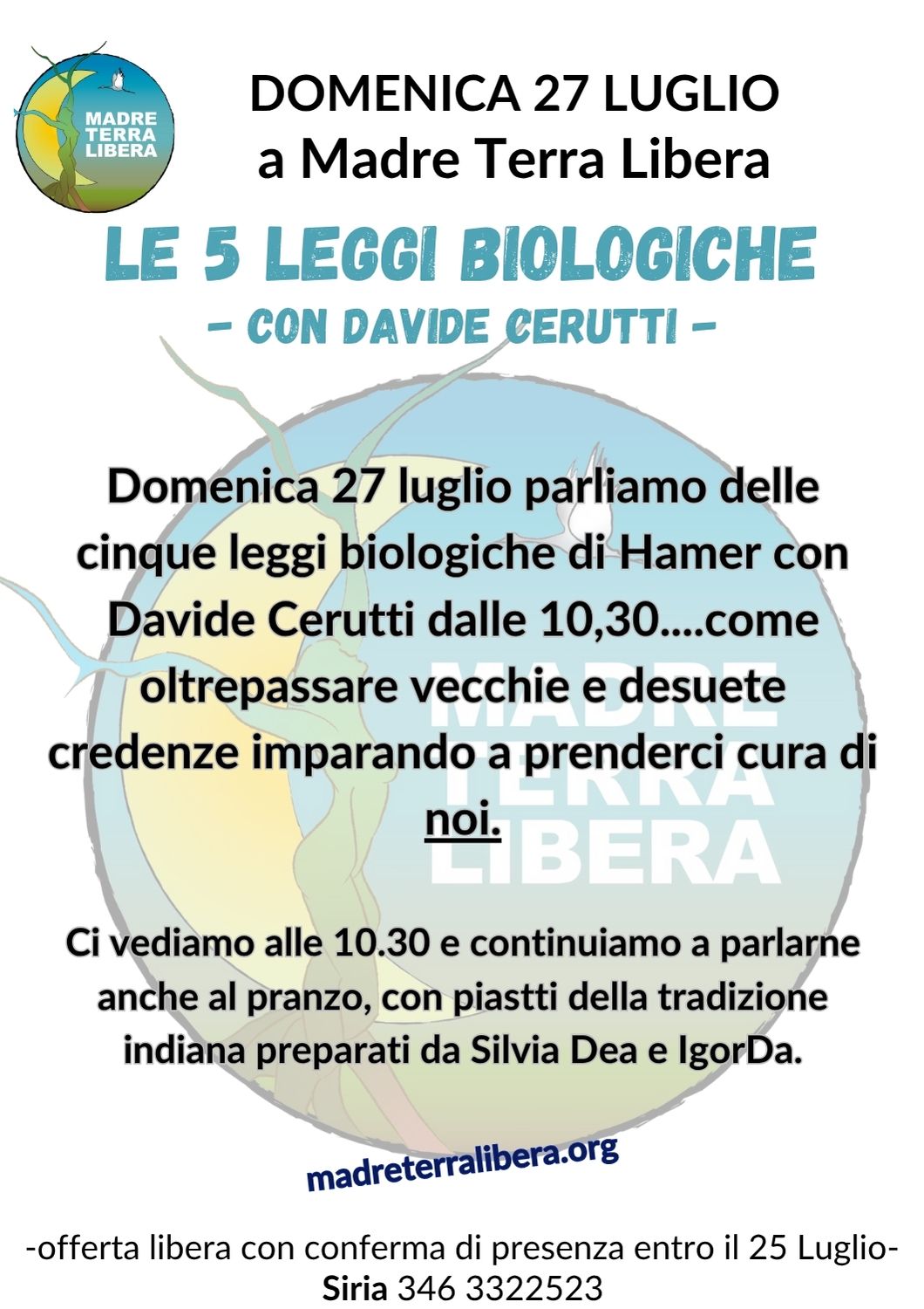 INCONTRO: le 5 Leggi biologiche di Hamer nella dimensione del risveglio e dello smantellamento di vecchie e desuete credenze