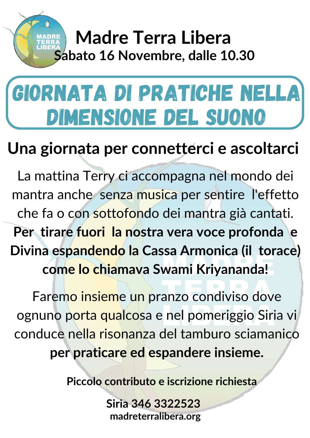 Giornata di pratiche nella DIMENSIONE DEL SUONO a Madre Terra Libera