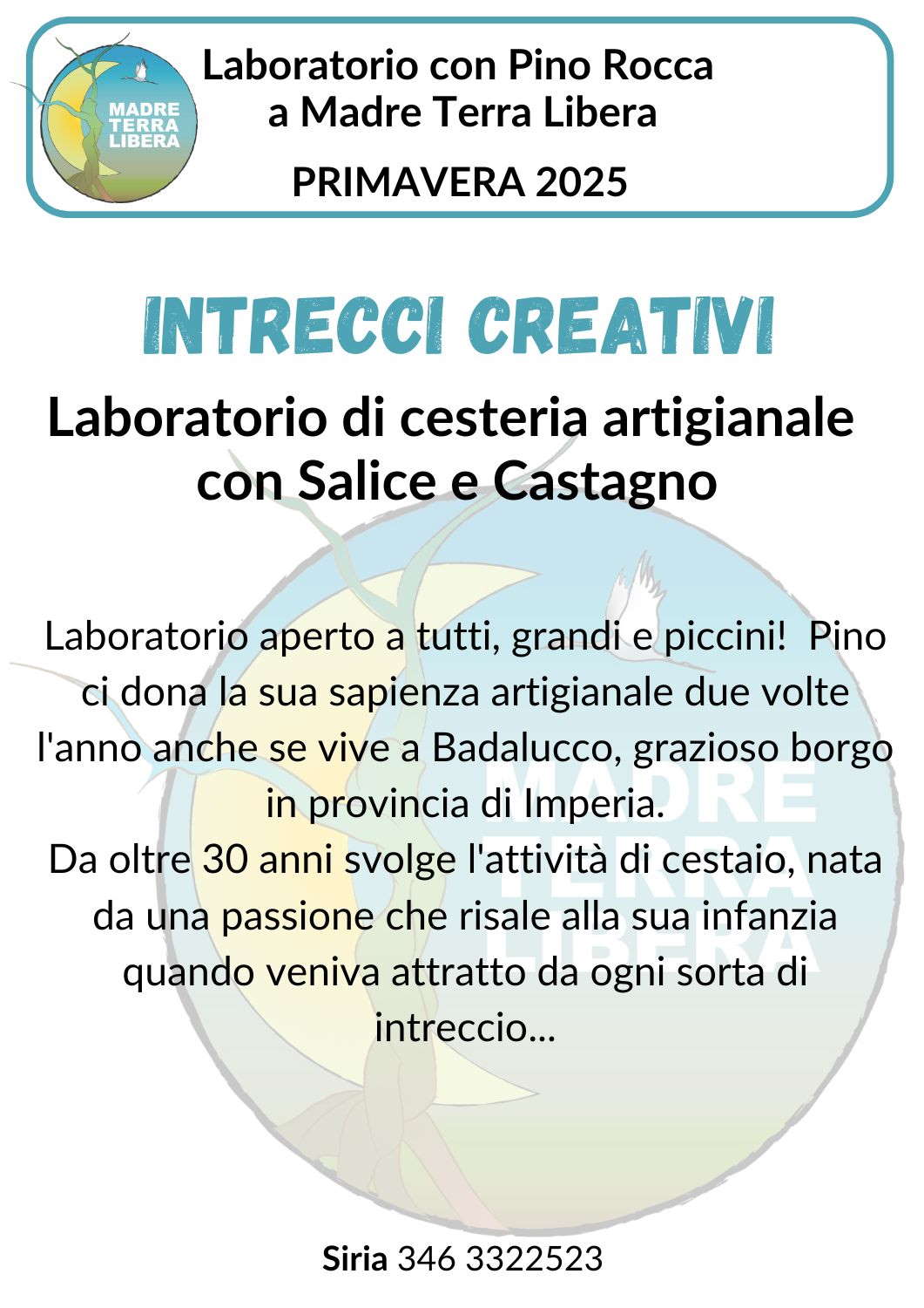 Laboratorio di cesteria artigianale con Pino Rocca a Madre.Terra Libera Azzio