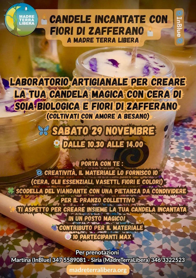 Laboratorio Artigianale per creare la tua Candela Magica con Cera di Soia Biologica e Fiori di Zafferano