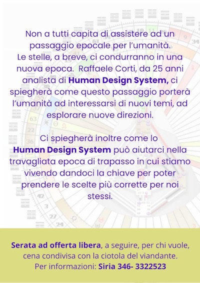 Conferenza: L'inizio di una nuova era, un passaggio epocale per l'Umanità, con Raffaele Corti