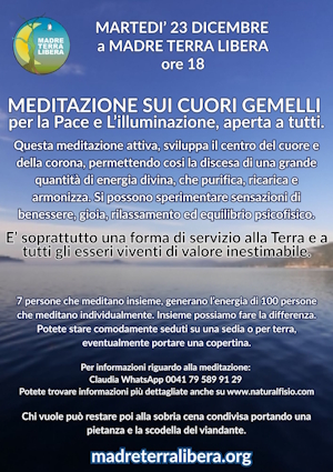 Mercoledì 8 Ottobre ore 18, ci vediamo a Madre Terra Libera per la MEDITAZIONE SUI CUORI GEMELLI
