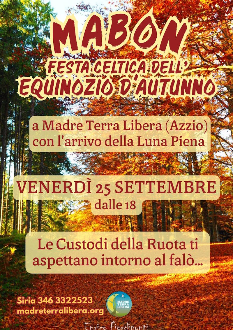 Venerdì 25 Settembre 2026, Equinozio d'Autunno a Madre Terra Libera
